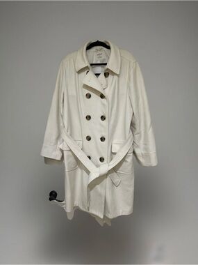 Old Navy Women's Cream Double-Breasted Belted Trench Coat size XXL